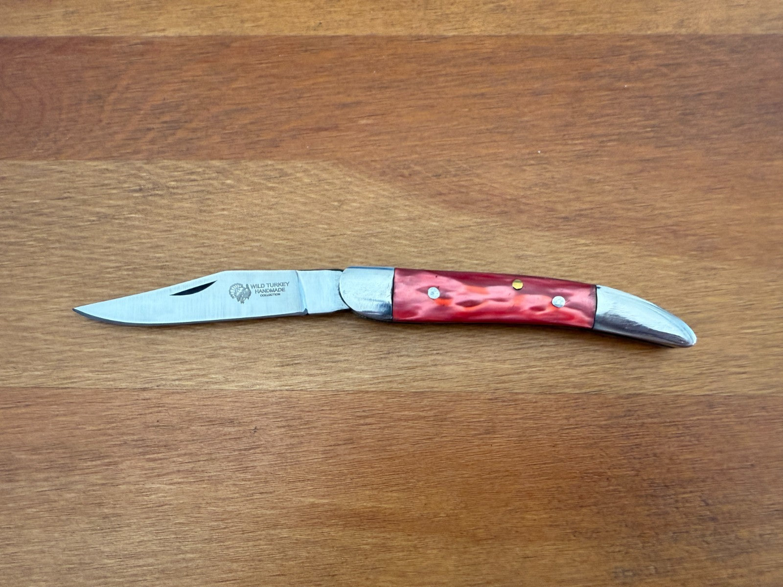 Wild Turkey Handmade Pocket Knife 2.75" Stainless Steel Blade Red Resin Handle