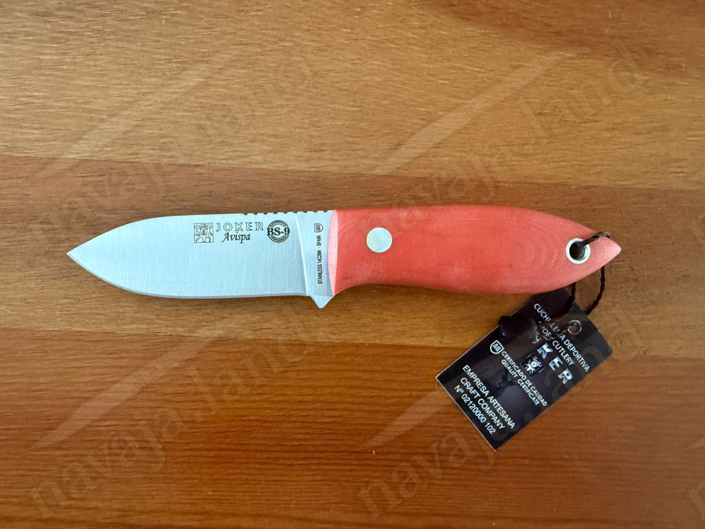 Joker Avispa Bushcraft Knife – 3.15” Sandvik 14C28N Blade -Orange Micarta Handle