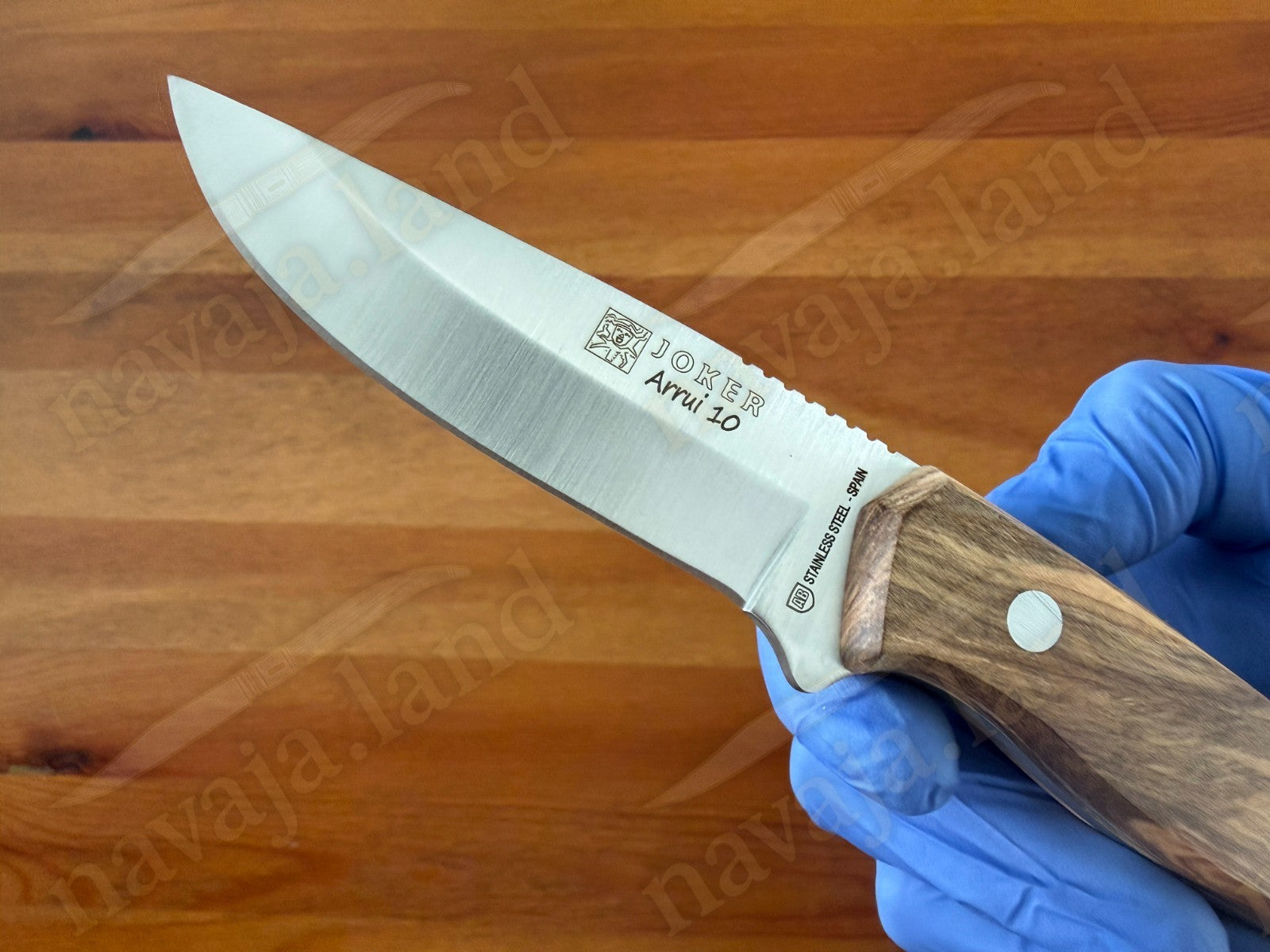 Joker Arrui 10 Outdoor Knife – 3.9” Blade | Olive Wood Handle | Leather Sheath