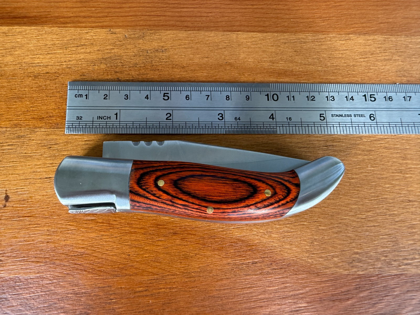3.5” Stainless Steel Blade Navaja Laguiole Inox Folding Pocket Knife Wood Scales