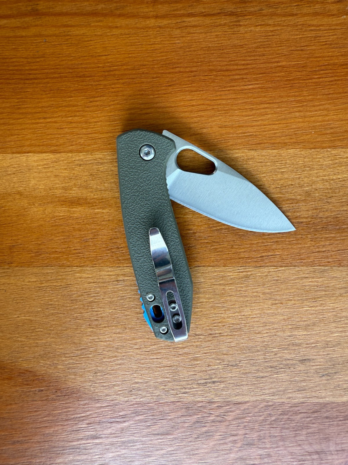 2.5" Stainless Steel Pocket Knife Fiberglass Handle Pocket Clip Green Spain