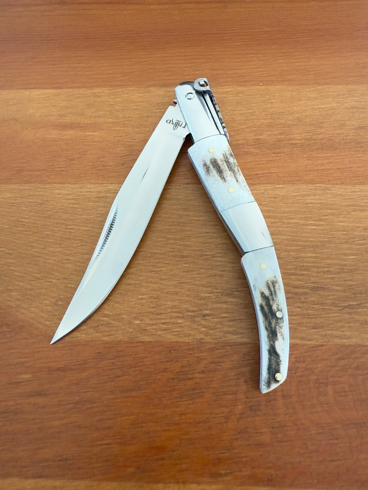 4.3" 420 Steel Arabian Style Spanish Navaja Ratchet Pocket Knife Staghorn Scales