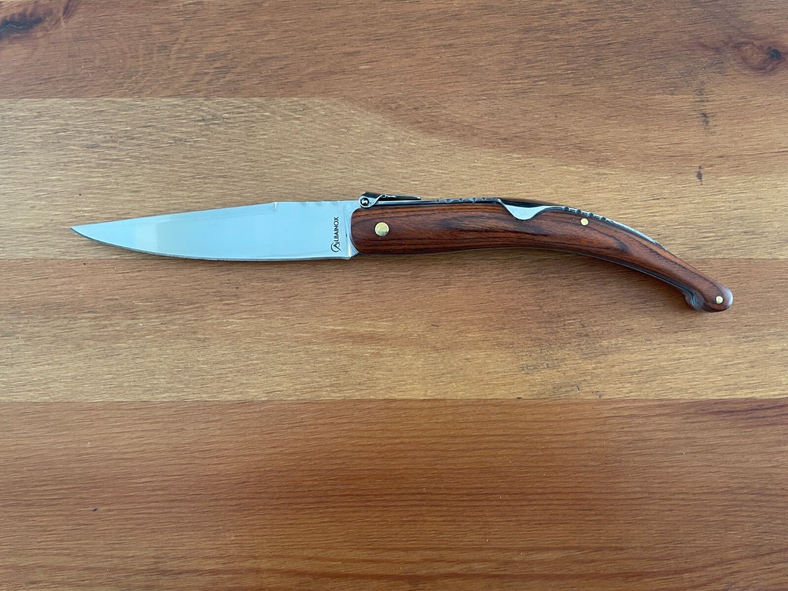 4.13 in. Spanish Navaja Folding Pocket Knife Red Stamina Wood Handle From Spain