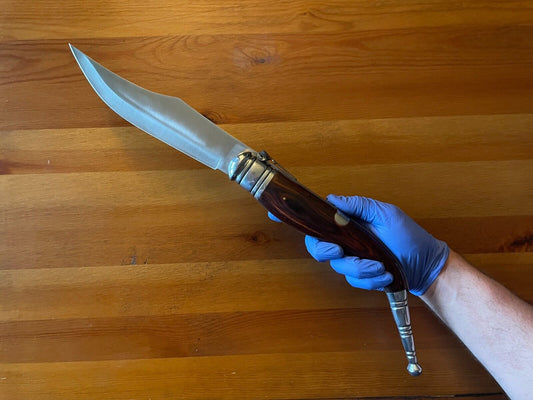 9" Giant Navaja Sevillana Folding Pocket Knife Red Wood Scales From Spain