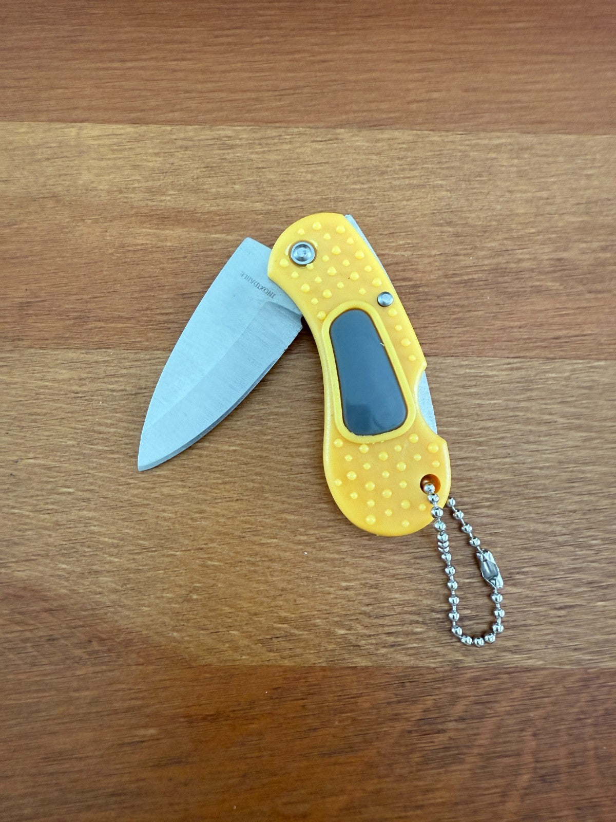 Keychain Mini Folding Knife 2" Stainless Steel Blade Yellow Lockback From Spain
