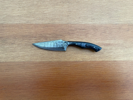 1.8 in. Handmade Damascus Miniature Knife Leather Sheath Collectible Item