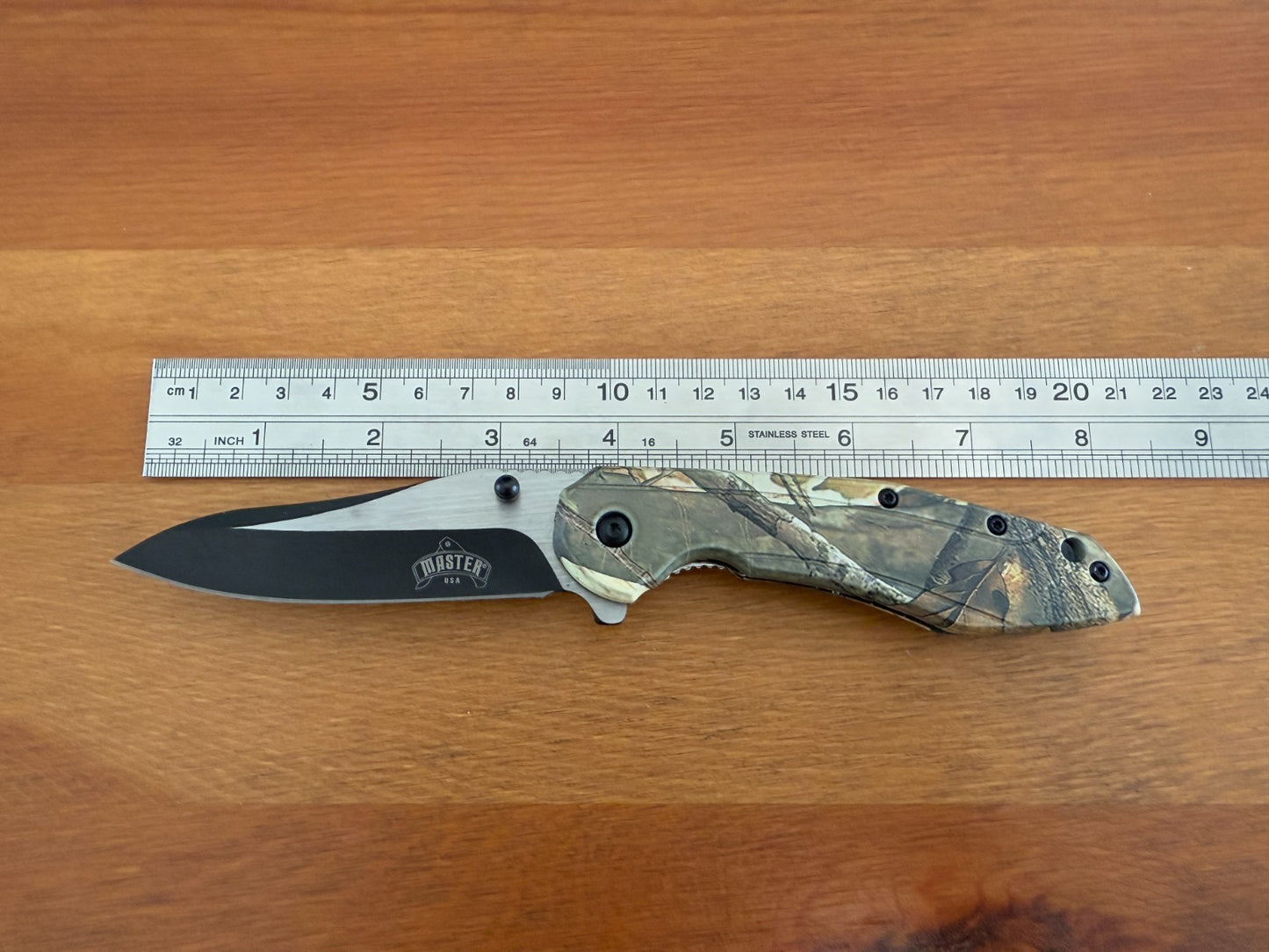 3.5" Steel Blade Master USA Folding Knife Assisted Pocket Clip Camo Handle