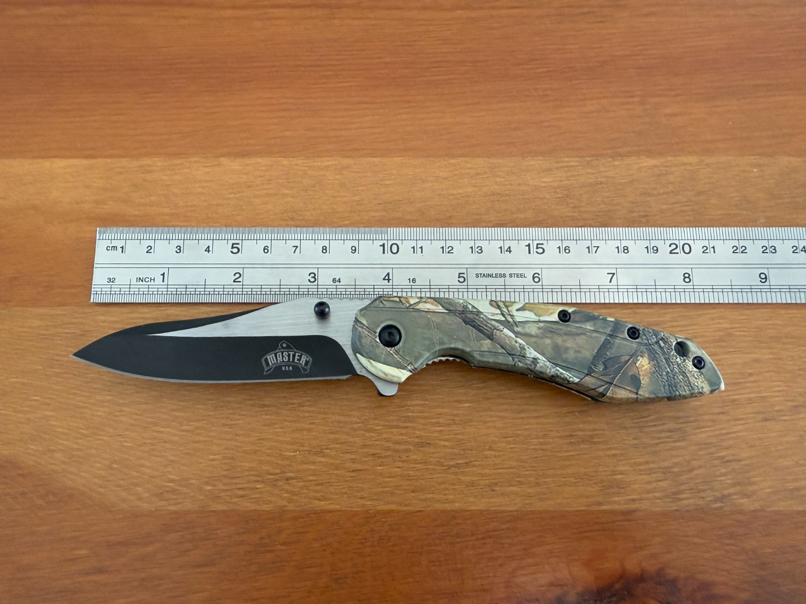 3.5" Steel Blade Master USA Folding Knife Assisted Pocket Clip Camo Handle