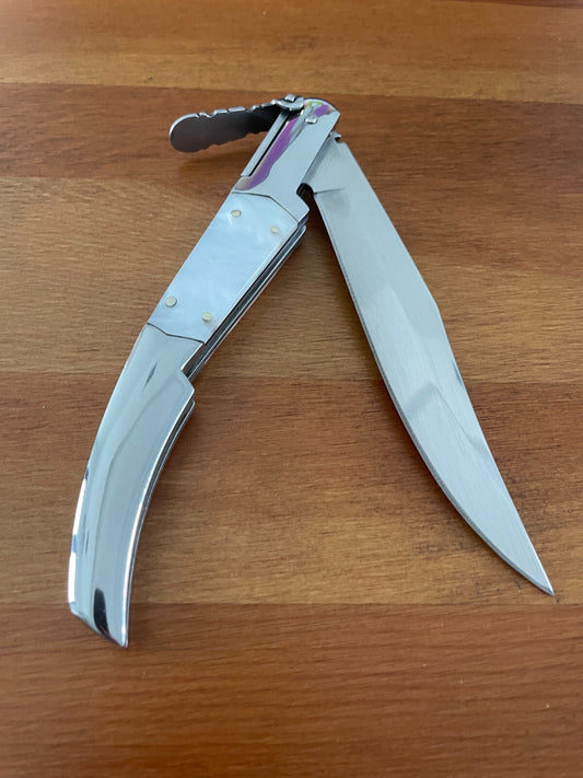 5.1" Arabian Style Navaja with Ratchet Pocket Knife White Acrylic Scales - Spain