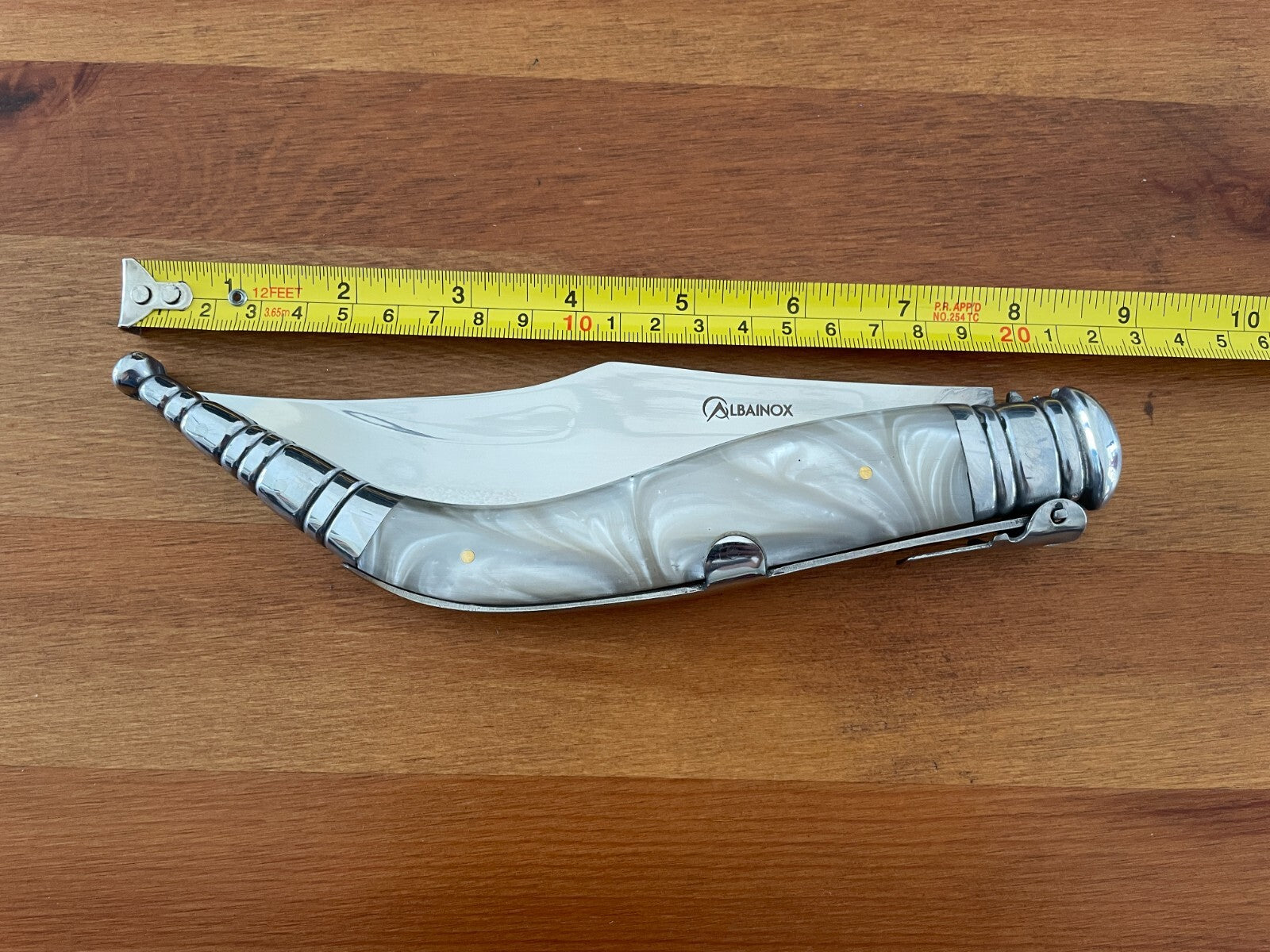 6.5" Spanish Navaja Sevillana Bandolera Pocket Knife Nacre Imitation w/ Ratchet