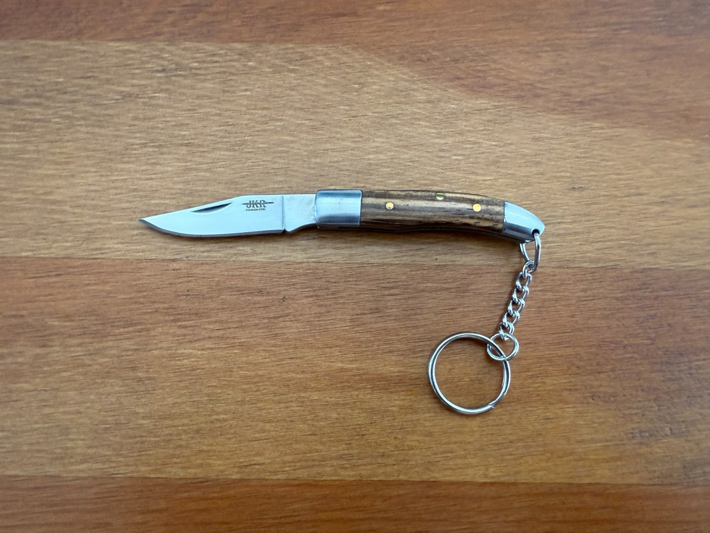 Keychain Mini Navaja 1.8" Stainless Steel Blade Olive Wood Scales From Spain
