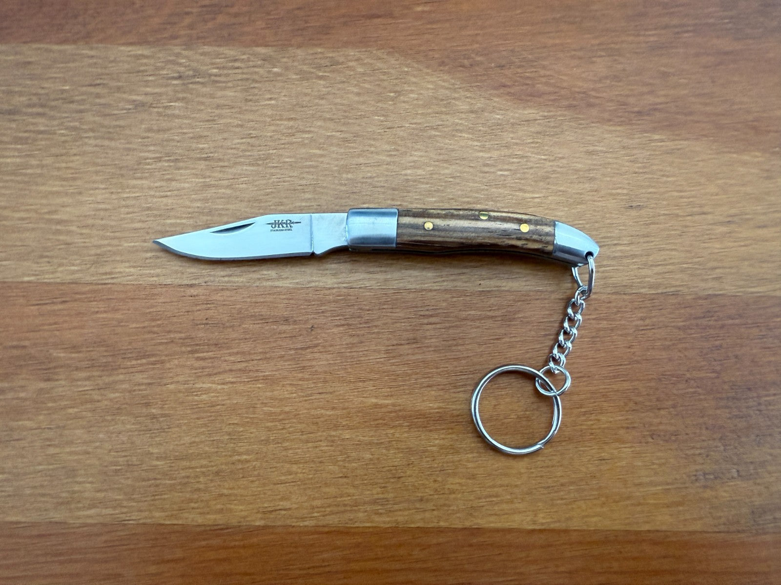 Keychain Mini Navaja 1.8" Stainless Steel Blade Olive Wood Scales From Spain
