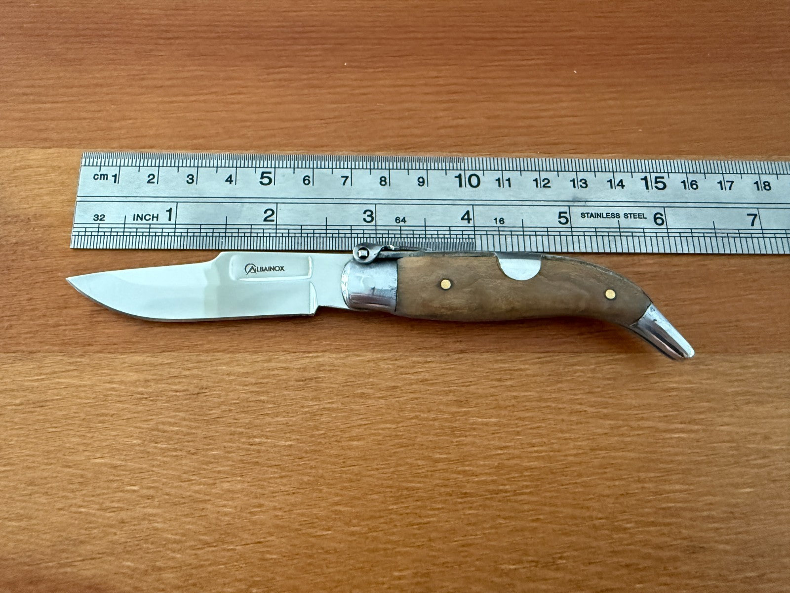 2.8" Steel Spanish Navaja Teja Albacete Folding Pocket Knife Olive Wood Scales