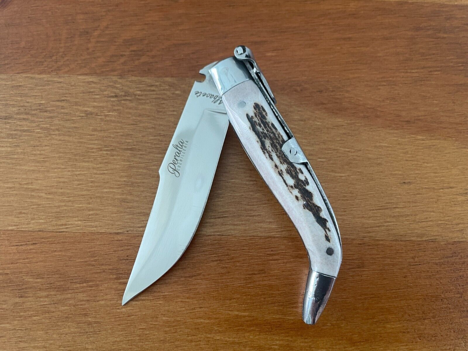 3.35” Spanish Navaja Pocket Knife Genuine Deer Antler Scales Handcrafted Spain