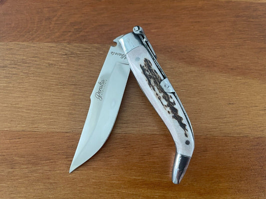 3.35” Spanish Navaja Pocket Knife Genuine Deer Antler Scales Handcrafted Spain