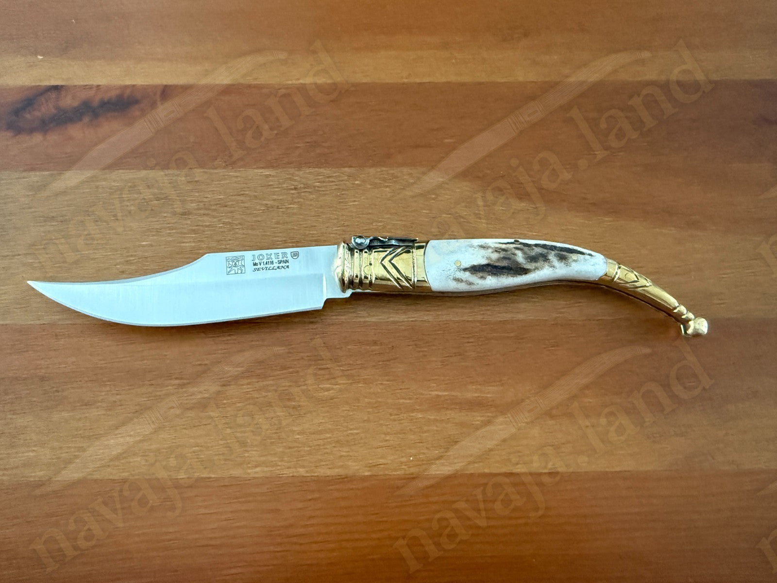 4.5” Spanish Navaja Joker Sevillana Pocket Knife Deer Horn Handle NO Ratcheting
