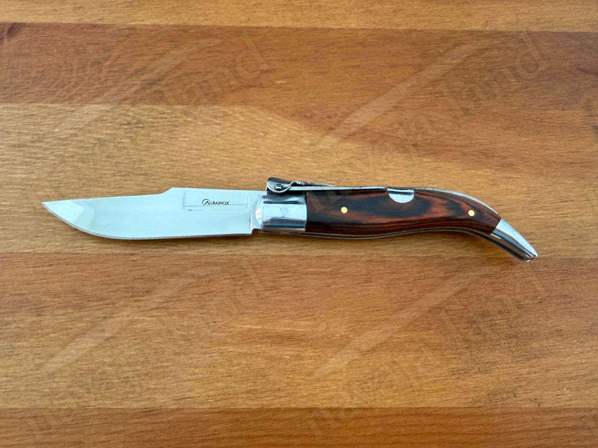 3.14” Spanish Navaja Teja Albacete Pocket Knife Red Stamina Scales with Ratchet