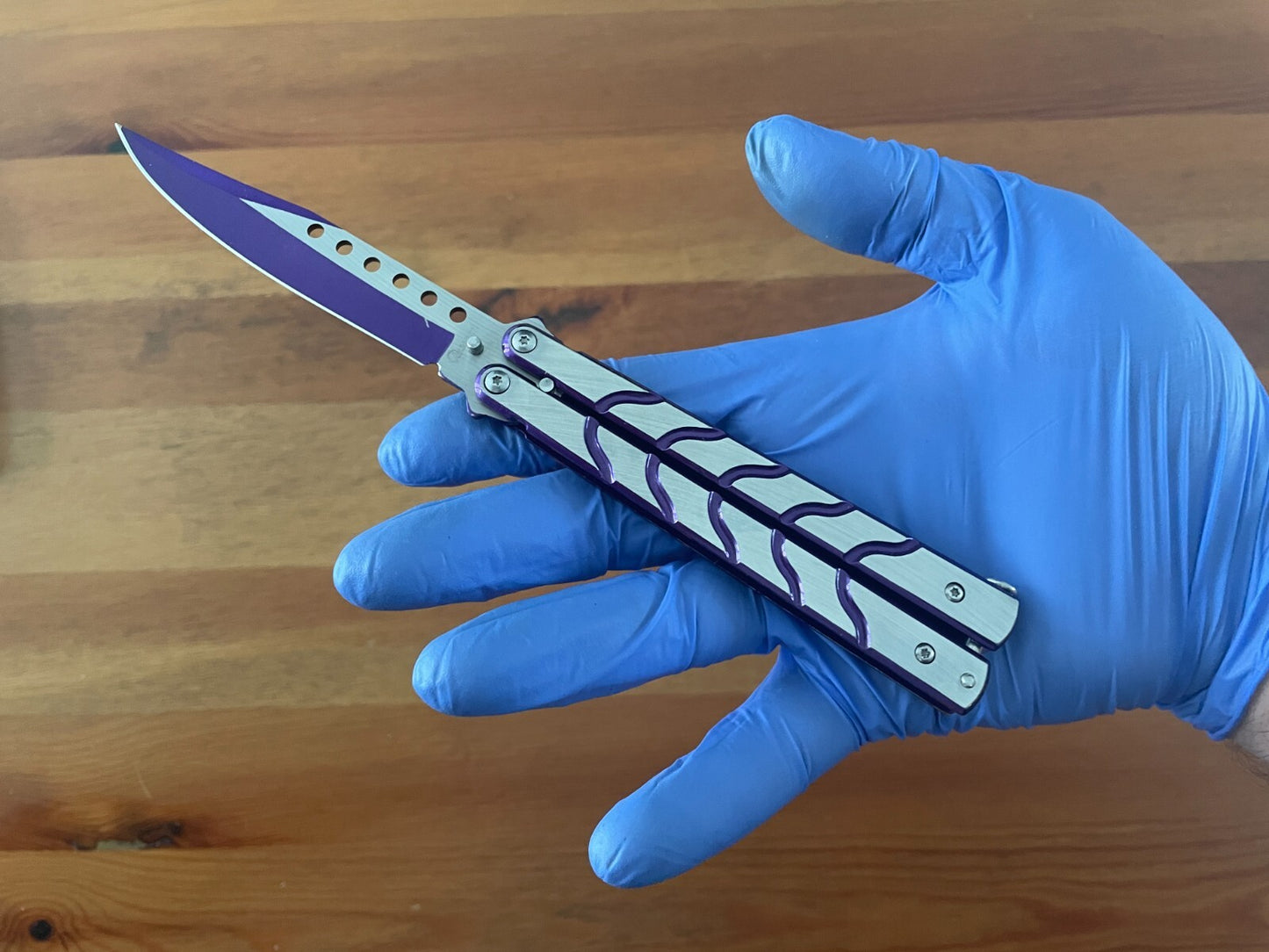 3.74" Stainless Steel Blade Folding Pocket Knife Brushed Steel Purple Handle