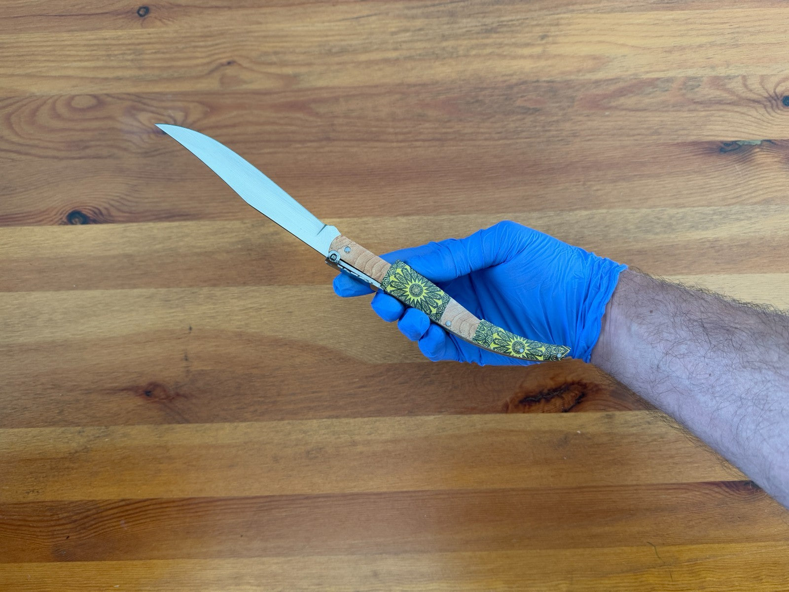 5" Arabian Style Navaja with Ratchet Pocket Knife Maple Wood Handle From Spain