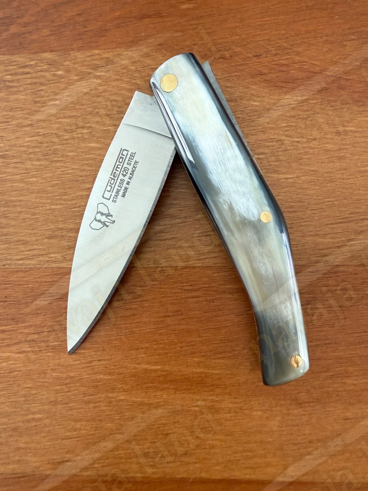 Cudeman Spanish Folding Knife – Bull Horn Handle | 420 Steel | Leather Sheath
