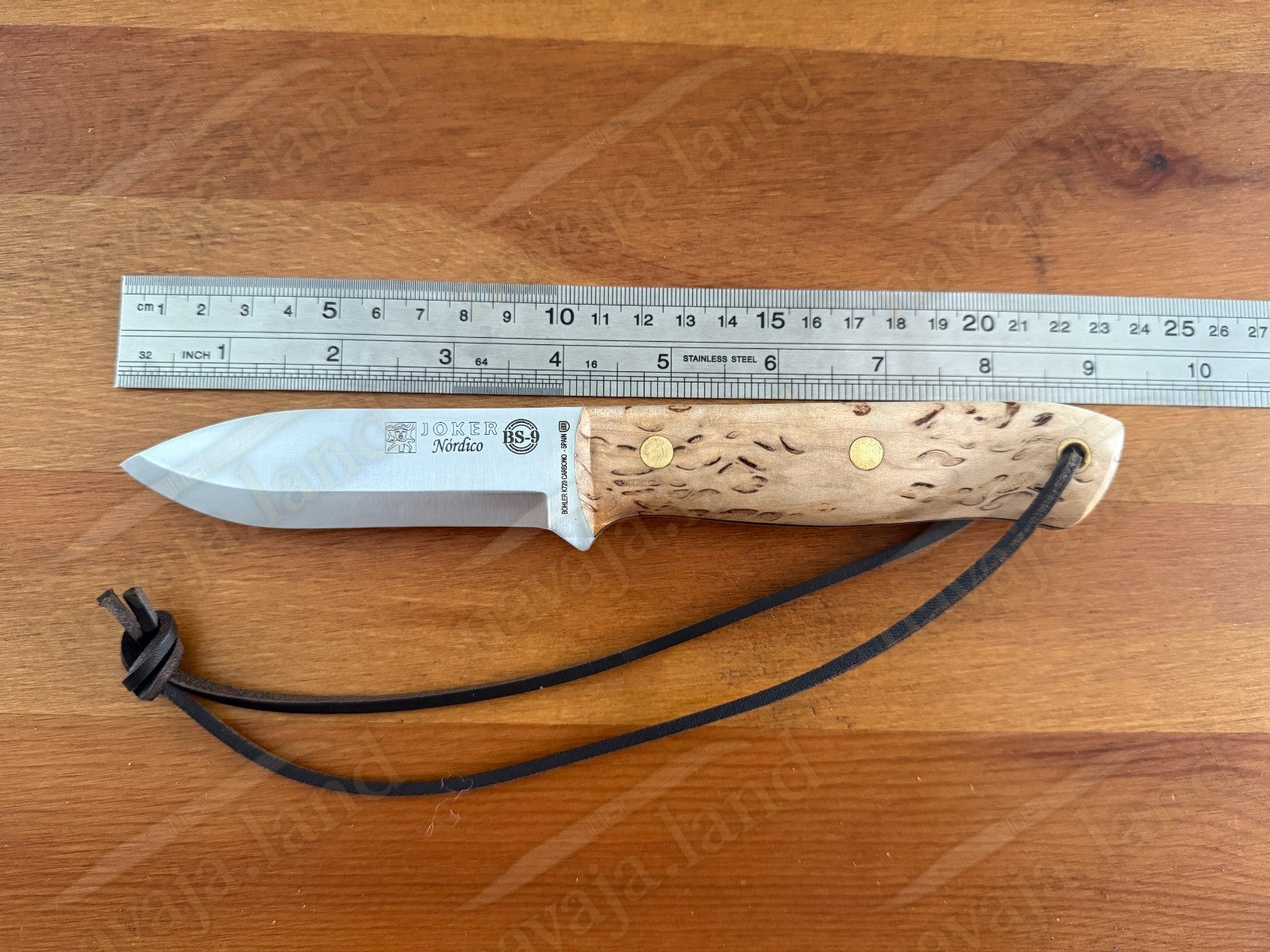 Joker Nordico Survival Fixed Knife 3.9" Böhler K720 Carbon Steel and Curly Birch