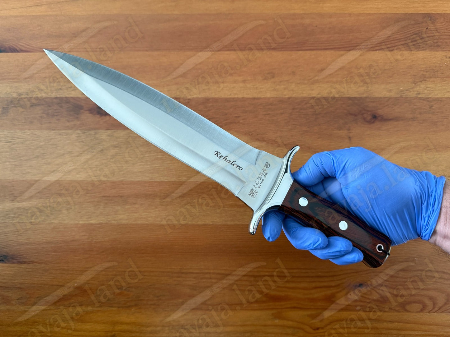 Joker Rehalero Hunting Knife 9.44” MOVA Blade Red Wood Handle Leather Sheath