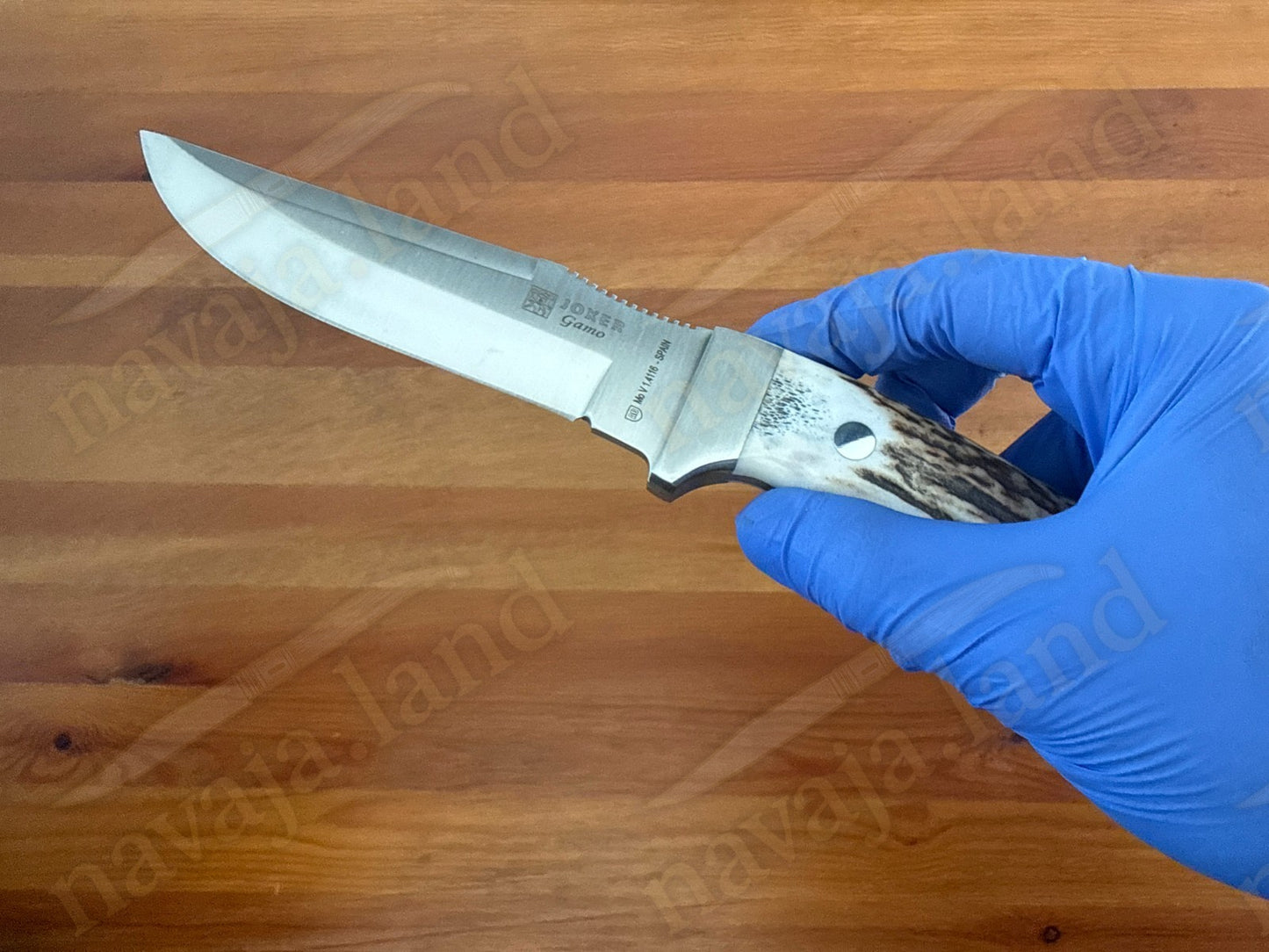 Joker Gamo Hunting Knife 5.12" Blade Stag Horn Handle w/Sheath Handmade Spain