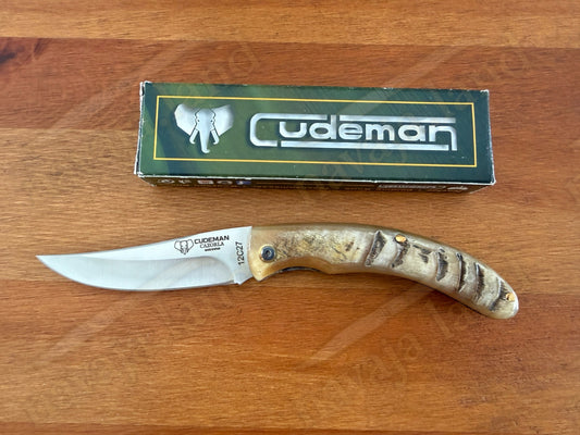 Cudeman Cazorla Folding Knife – 3.35 in Sandvik 12C27 Steel | Ram Horn Handle