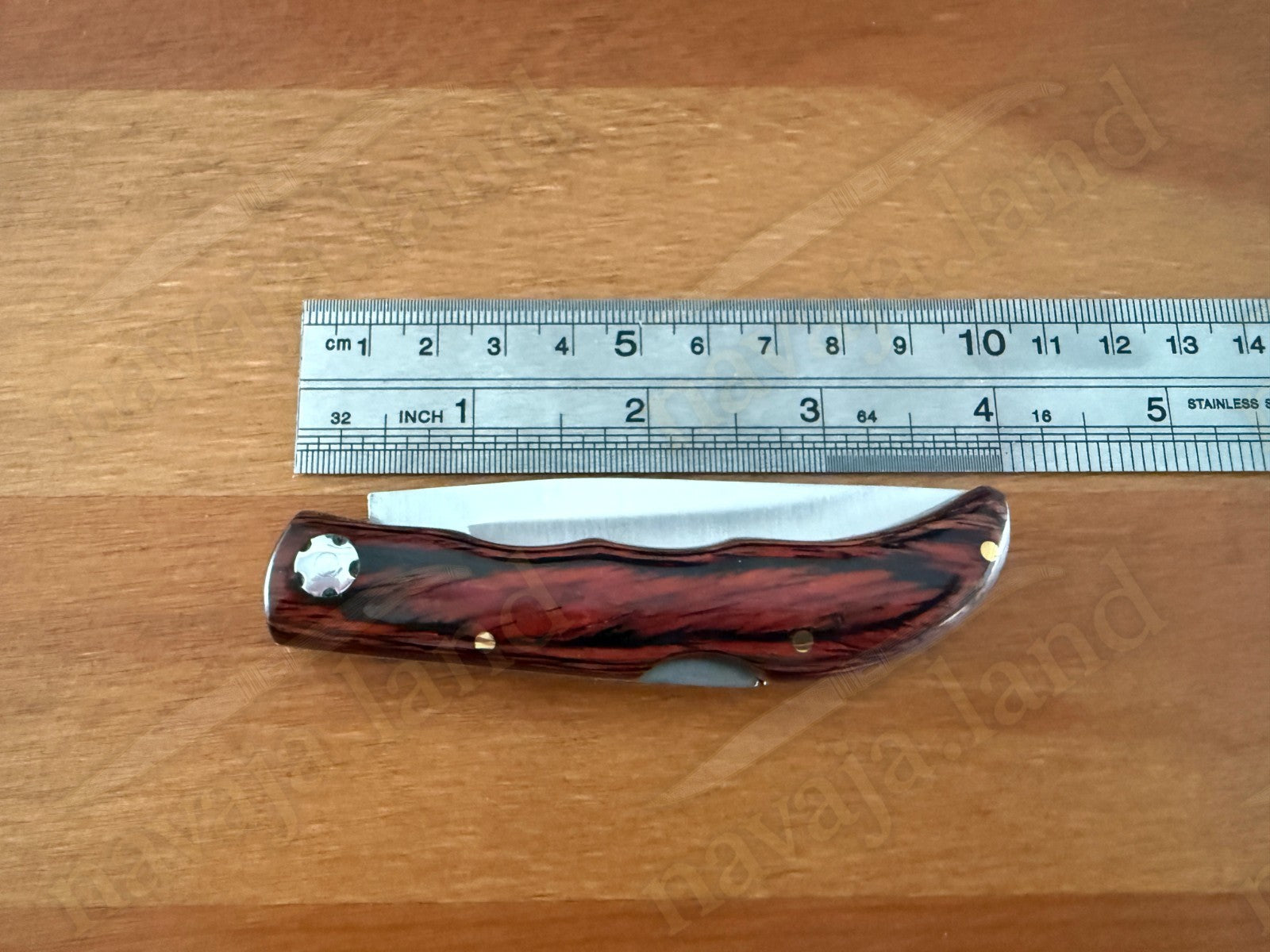 3.15” Joker Pointer Camping Folding Knife (Red Wood Handle) Handmade in Spain