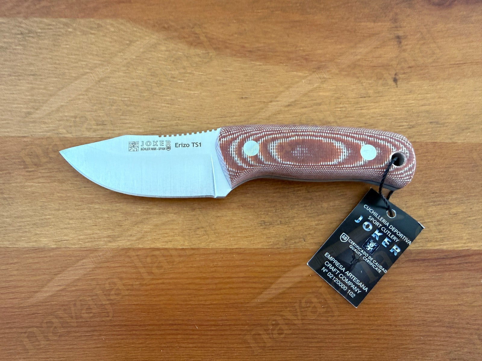 Joker Erizo TS1 3" Bohler N695 Steel Blade Fixed Knife Micarta Handle Leather