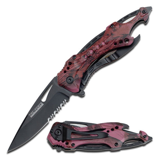 3.25" Tac-Force Spring Assisted Folding Pocket Knife Purple Camo Coated Aluminum
