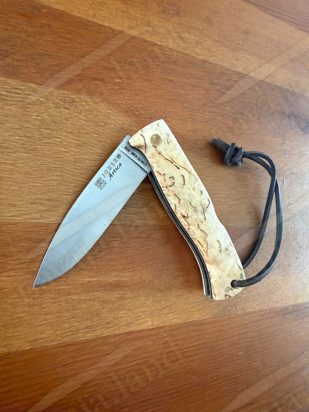3.15” Joker Artica Bushcraft Folding Knife (Curly Birch Handle) Handmade Spain