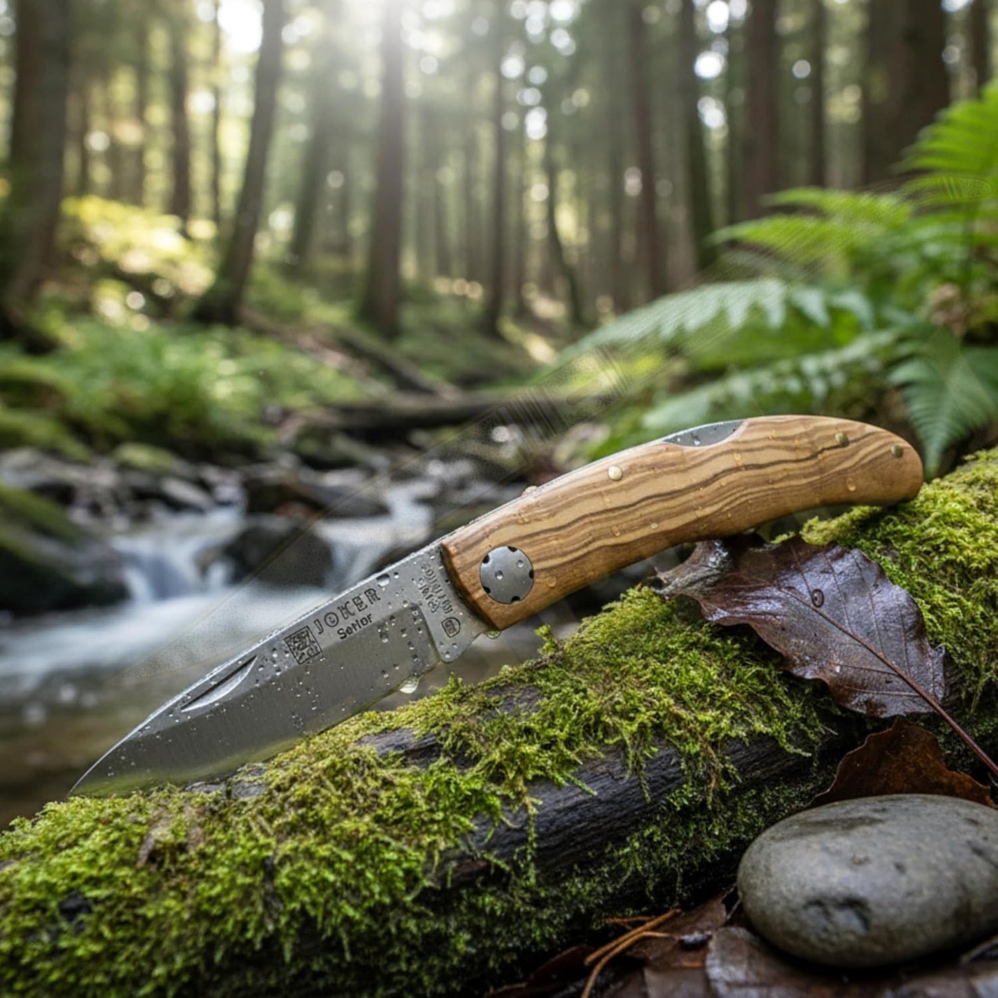 3.15” Joker Setter Bushcraft Folding Knife (Olive Wood Handle) Handmade Spain