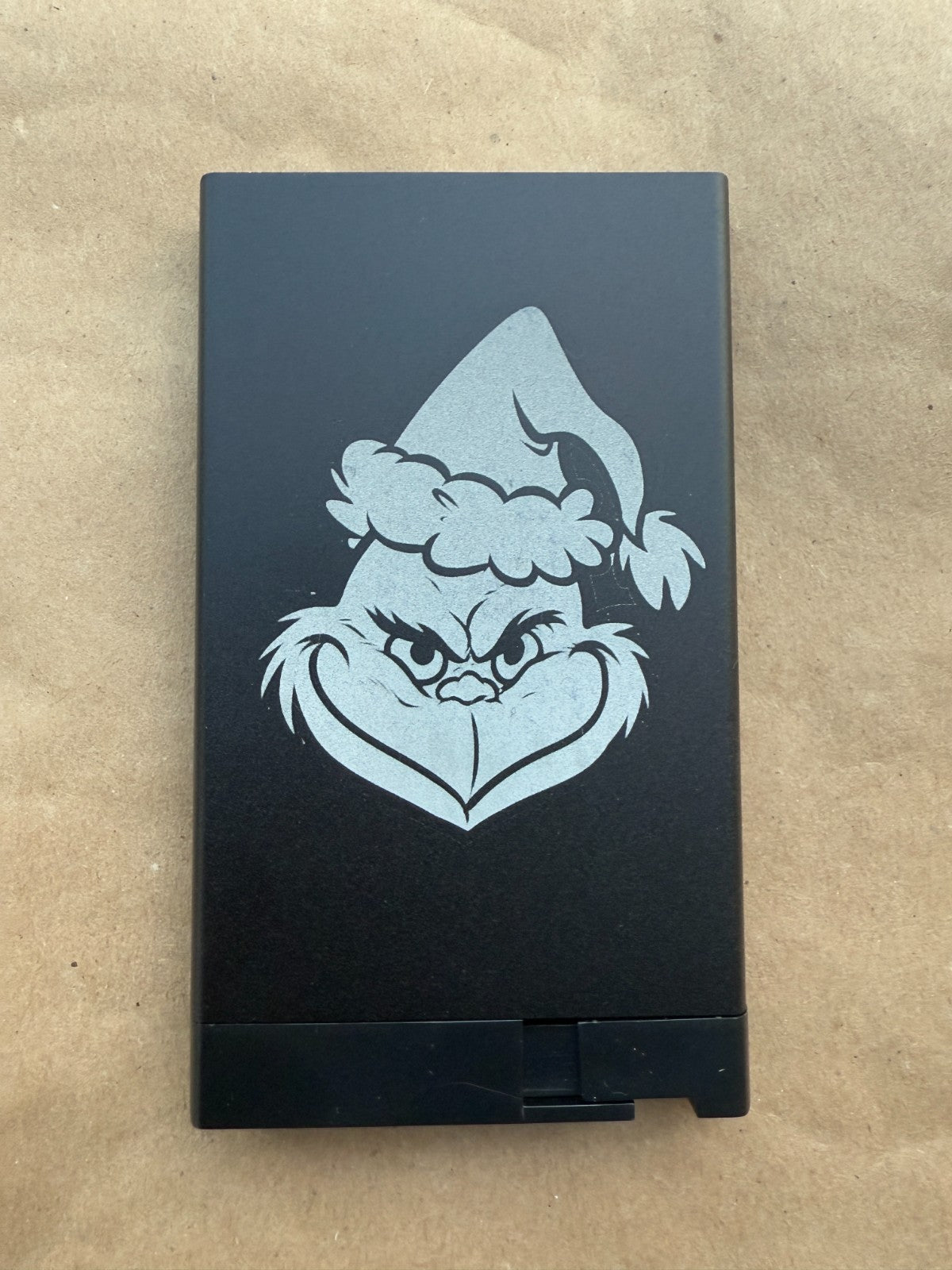 The Grinch Pop Up Wallet Black Leather Credit Card Holder and Cash Aluminum