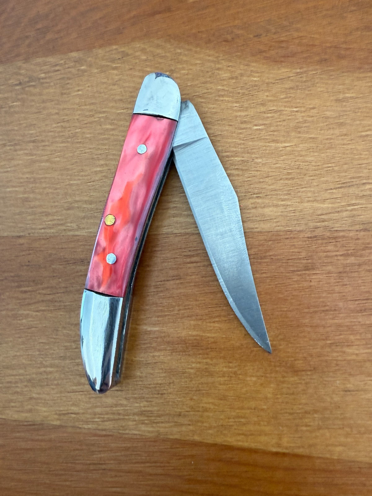 Wild Turkey Handmade Pocket Knife 2.75" Stainless Steel Blade Red Resin Handle