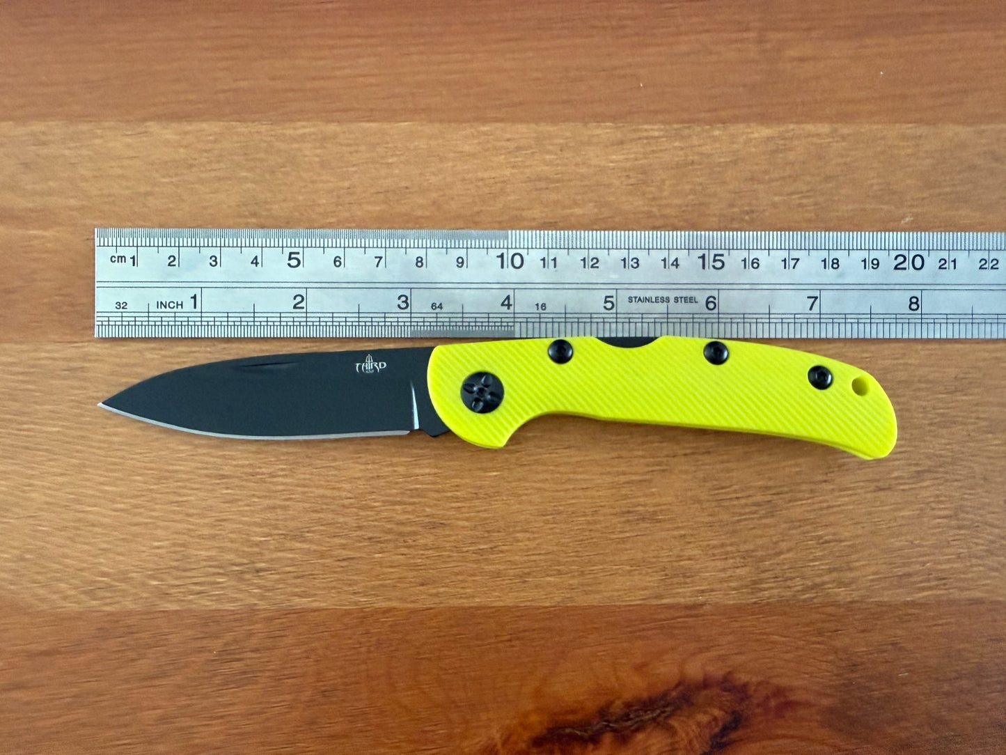 3.15" 420 Steel Blade Finished in Black - Yellow Nylon Fiber Handle Lightweight