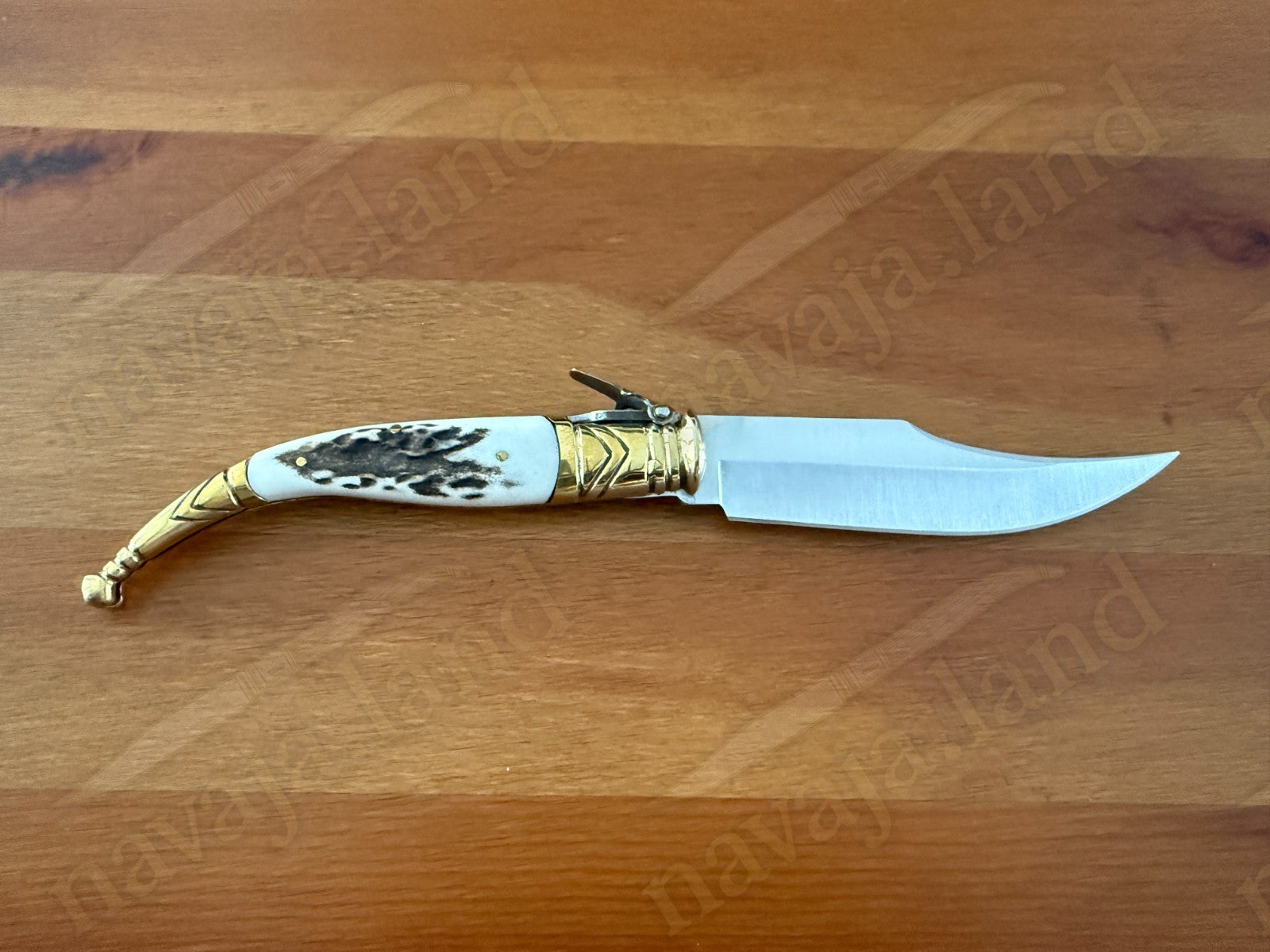 4.5” Spanish Navaja Joker Sevillana Pocket Knife Deer Horn Handle NO Ratcheting