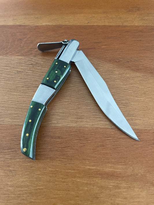 3.14" Arabian Folding Pocket Knife Green Wood Scales Navaja Handcrafted in Spain
