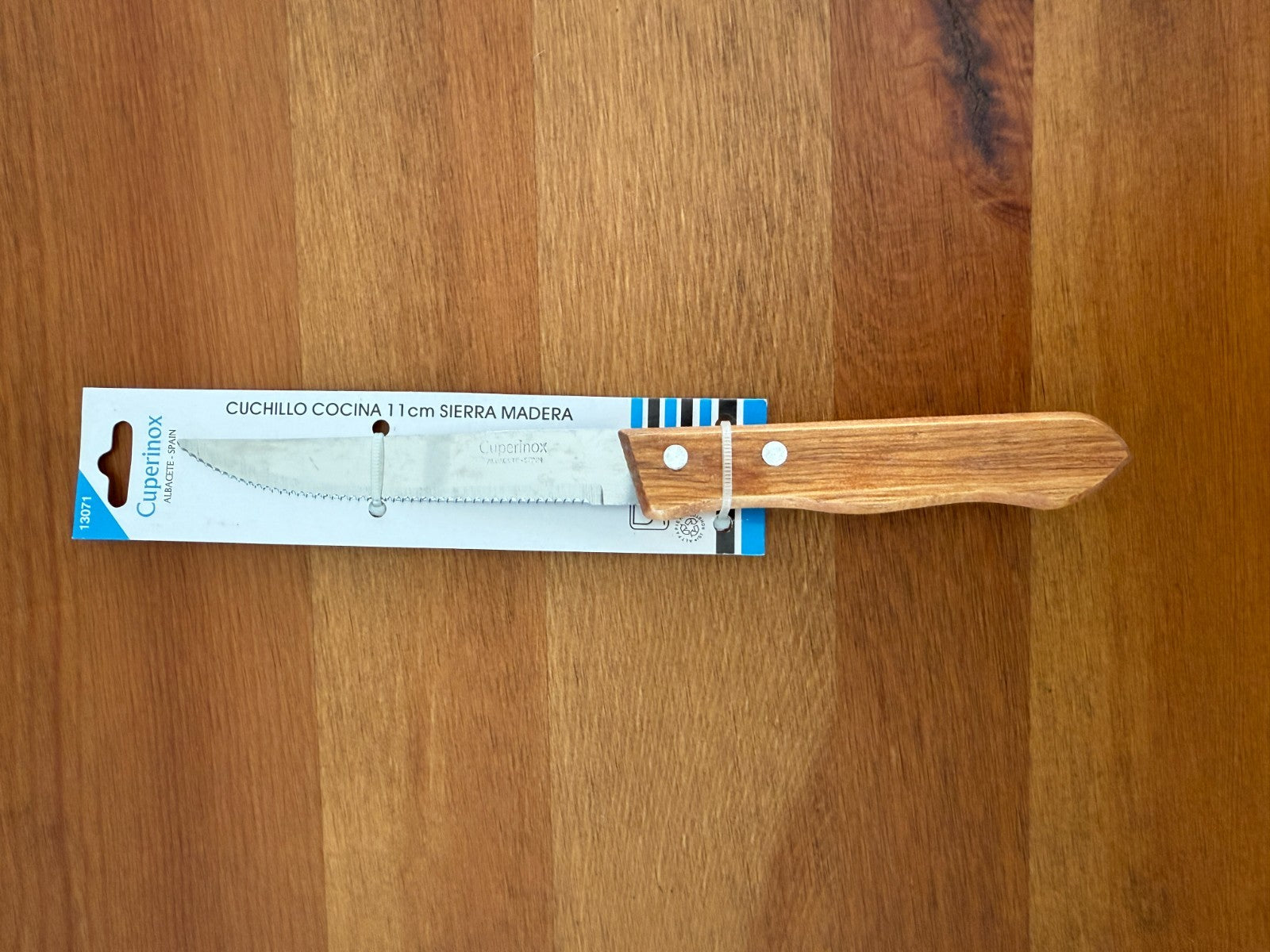 Cuperinox Kitchen Knife 4 in Serrated Blade with Wooden Handle From Spain