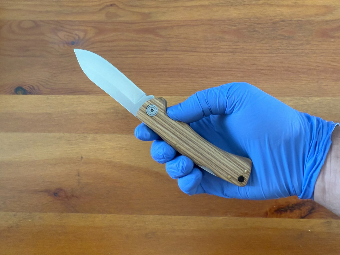 Sporting Folding Knife 7.8 cm 3 in Blade Zebrawood Handle Back Lock Lanyard Hole