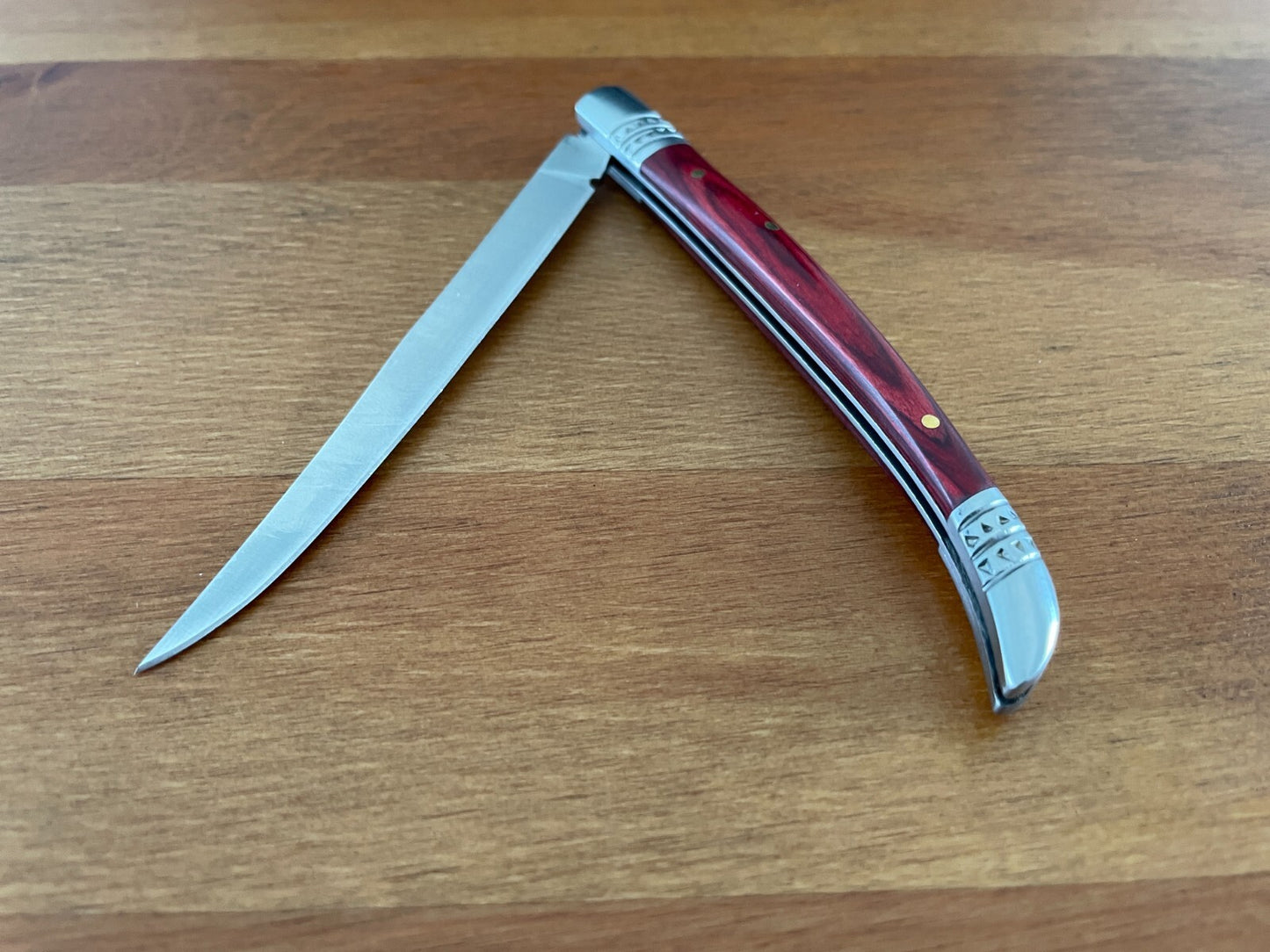 4.1" Estilete Spanish Navaja Folding Pocket Knife Red Stamina Wood Handle