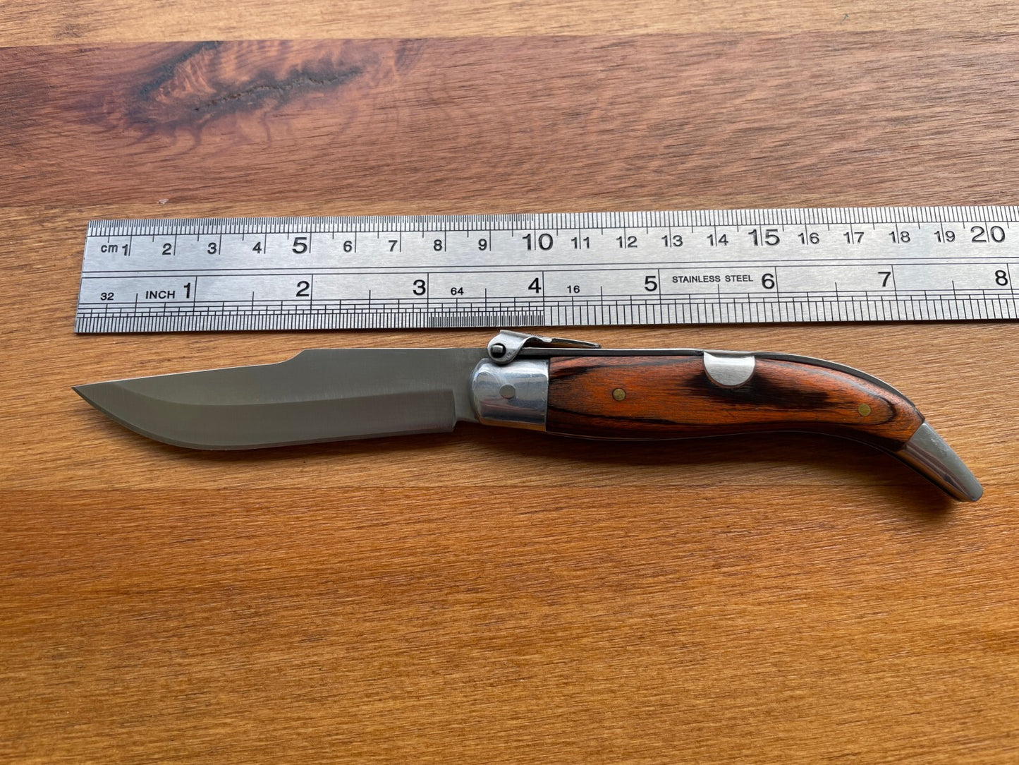 3.14” Spanish Navaja Teja Albacete Pocket Knife Red Wood Scales From Spain