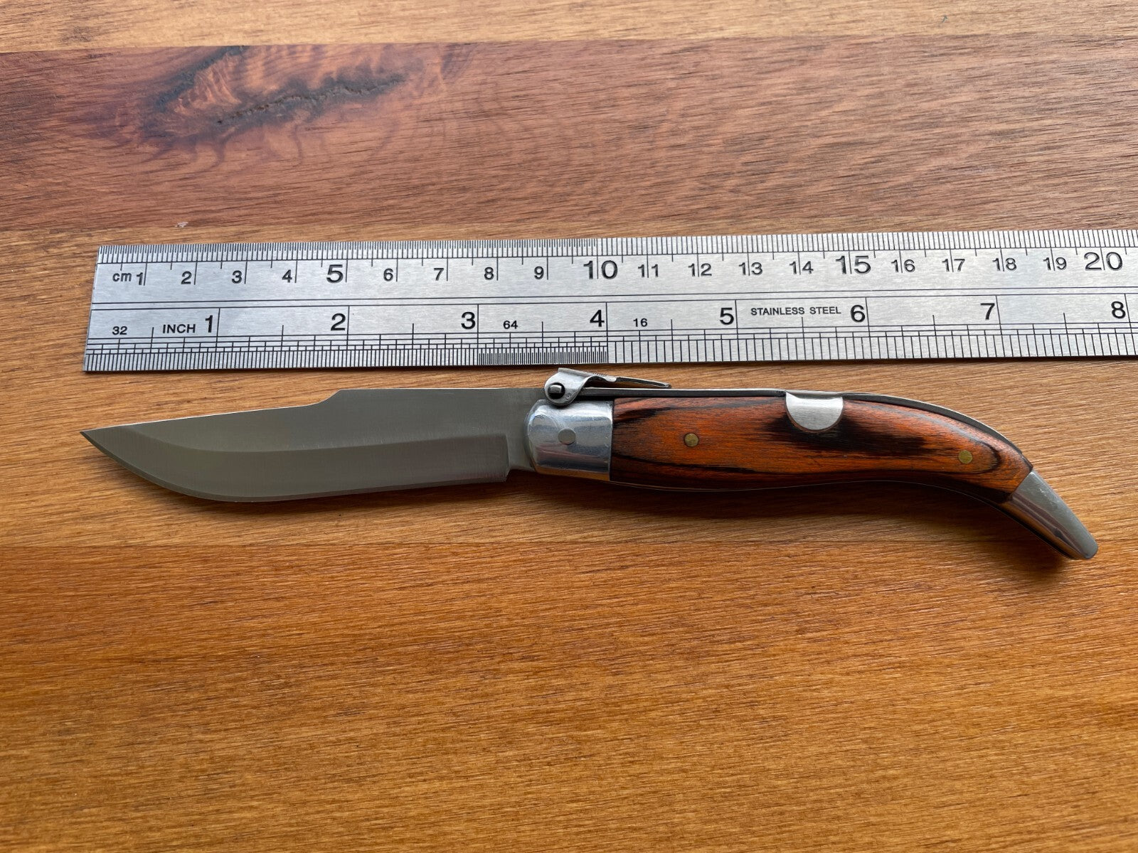 3.14” Spanish Navaja Teja Albacete Pocket Knife Red Wood Scales From Spain
