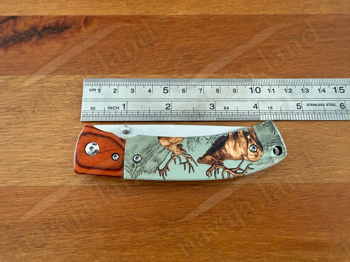 Sporting Folding Knife 3.27” Stainless Steel Blade 3D Printed Scales Liner Lock