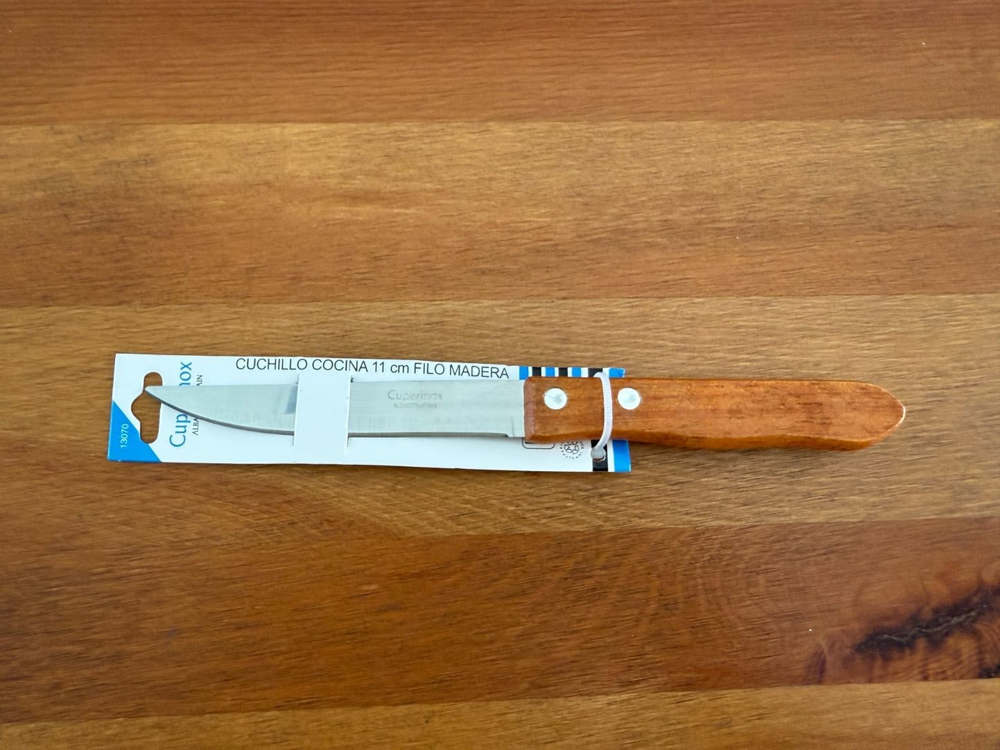 Cuperinox Kitchen Knife 4 in Plain Edge Blade with Wooden Handle From Spain