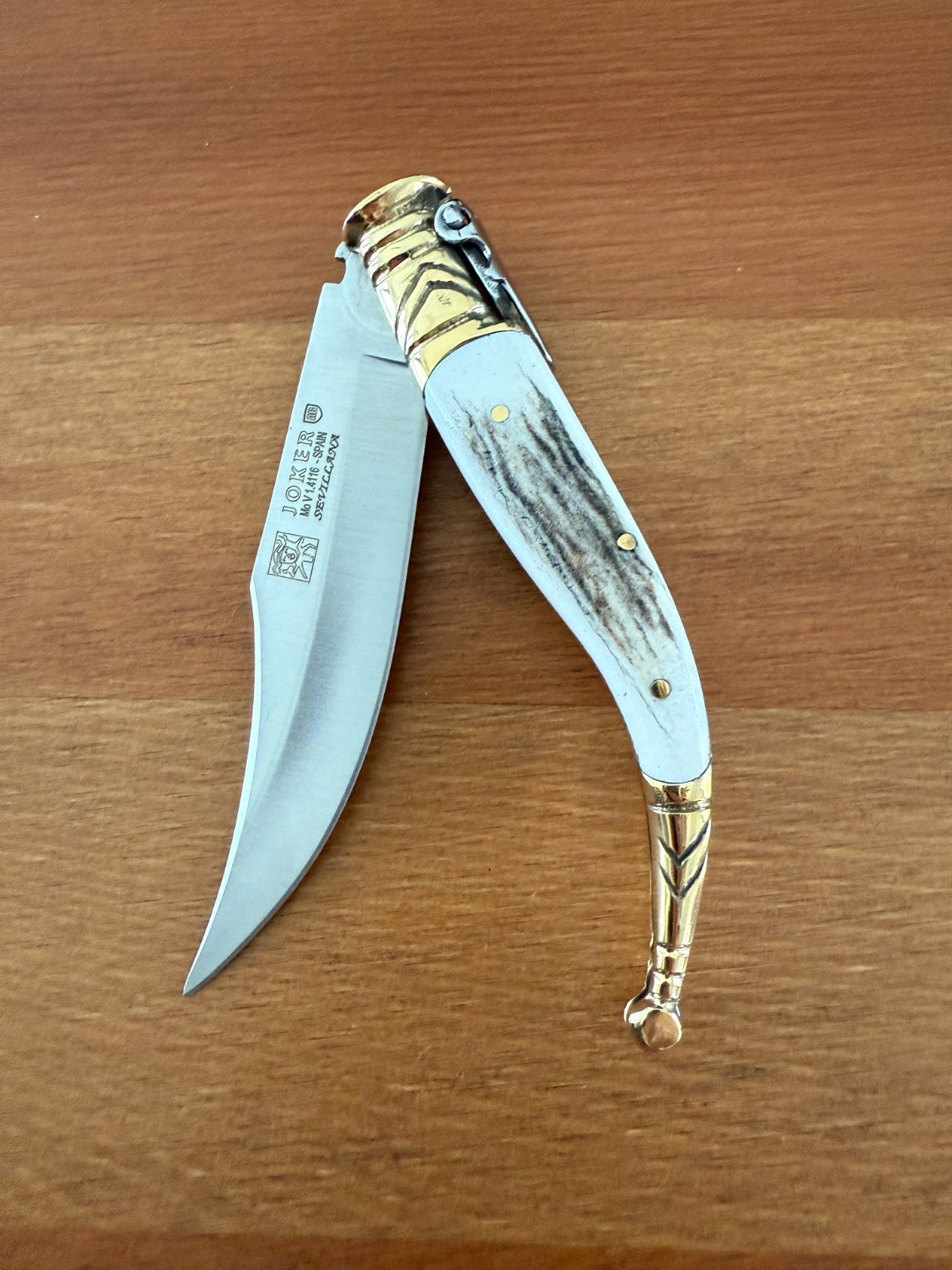 3.5” Albacete Navaja Joker Sevillana Knife Stag Horn Handle High Quality - Spain