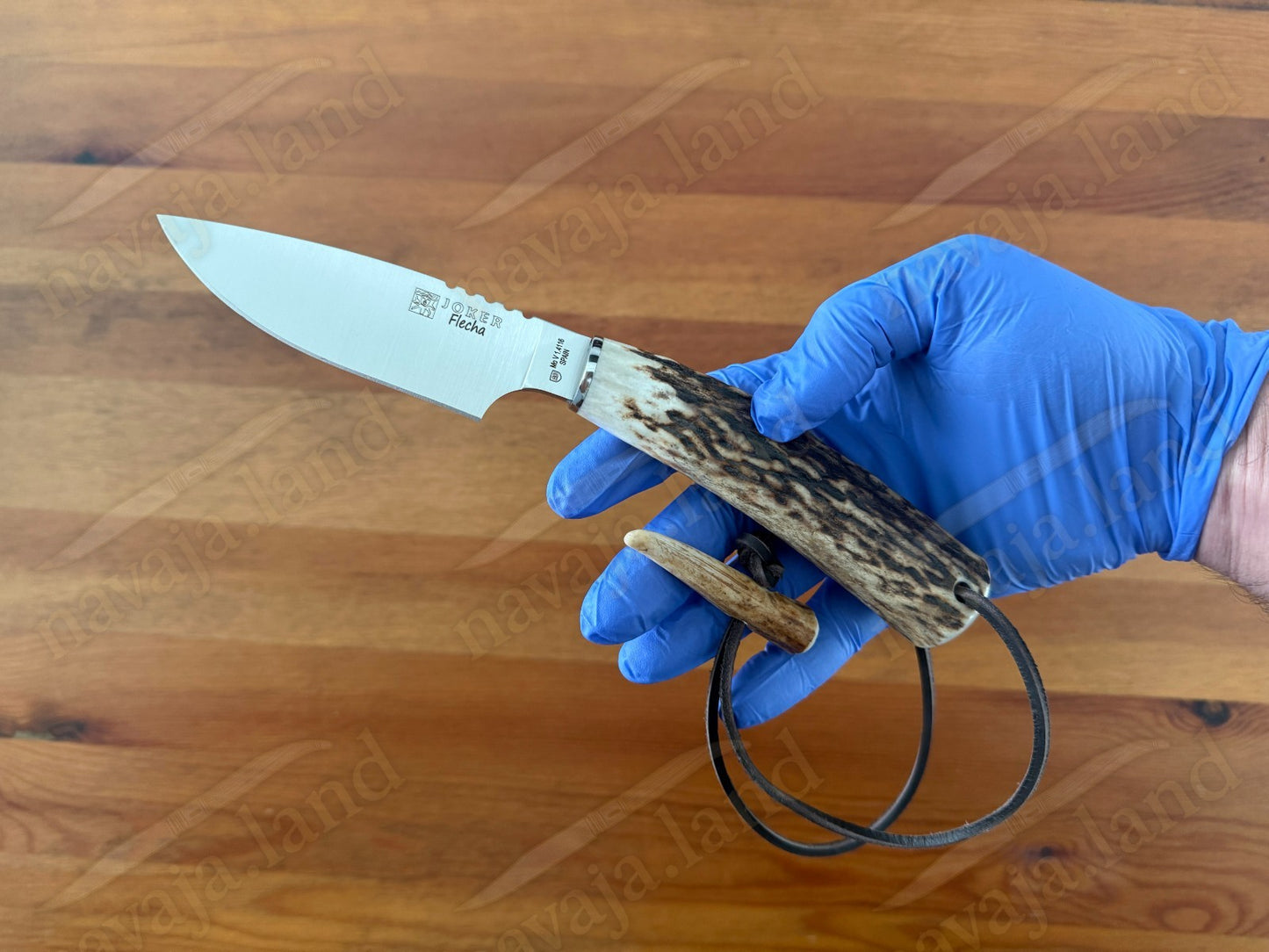 Joker Flecha Hunting Knife 4” MOVA Blade | Deer Horn Handle | Leather Sheath