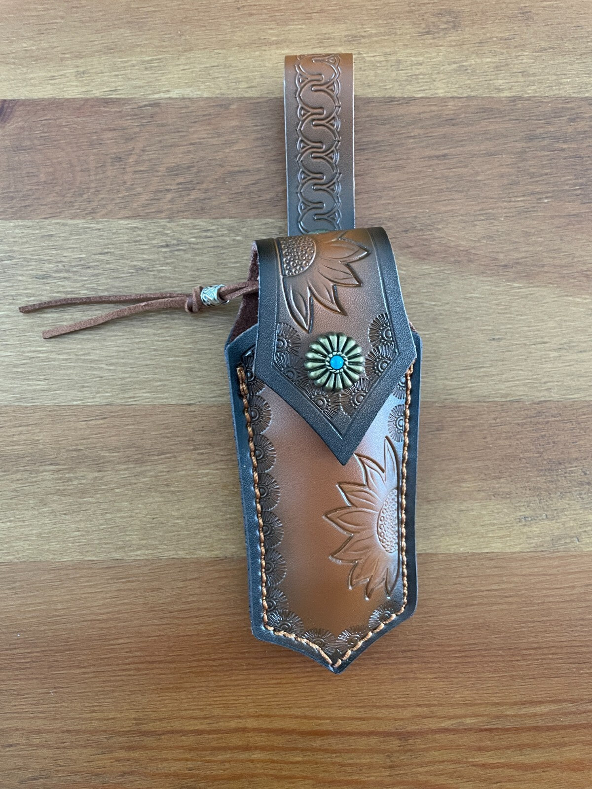 2.9” Damascus 73 Layers Navaja Pocket Knife with Wood Scales Leather Sheath