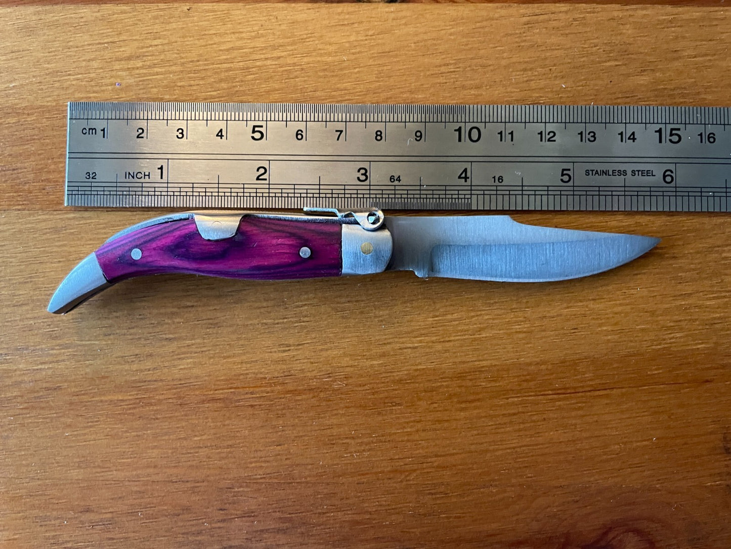 2.5” Spanish Navaja Teja Albacete Pocket Knife Purple Wood Scales - USA Seller