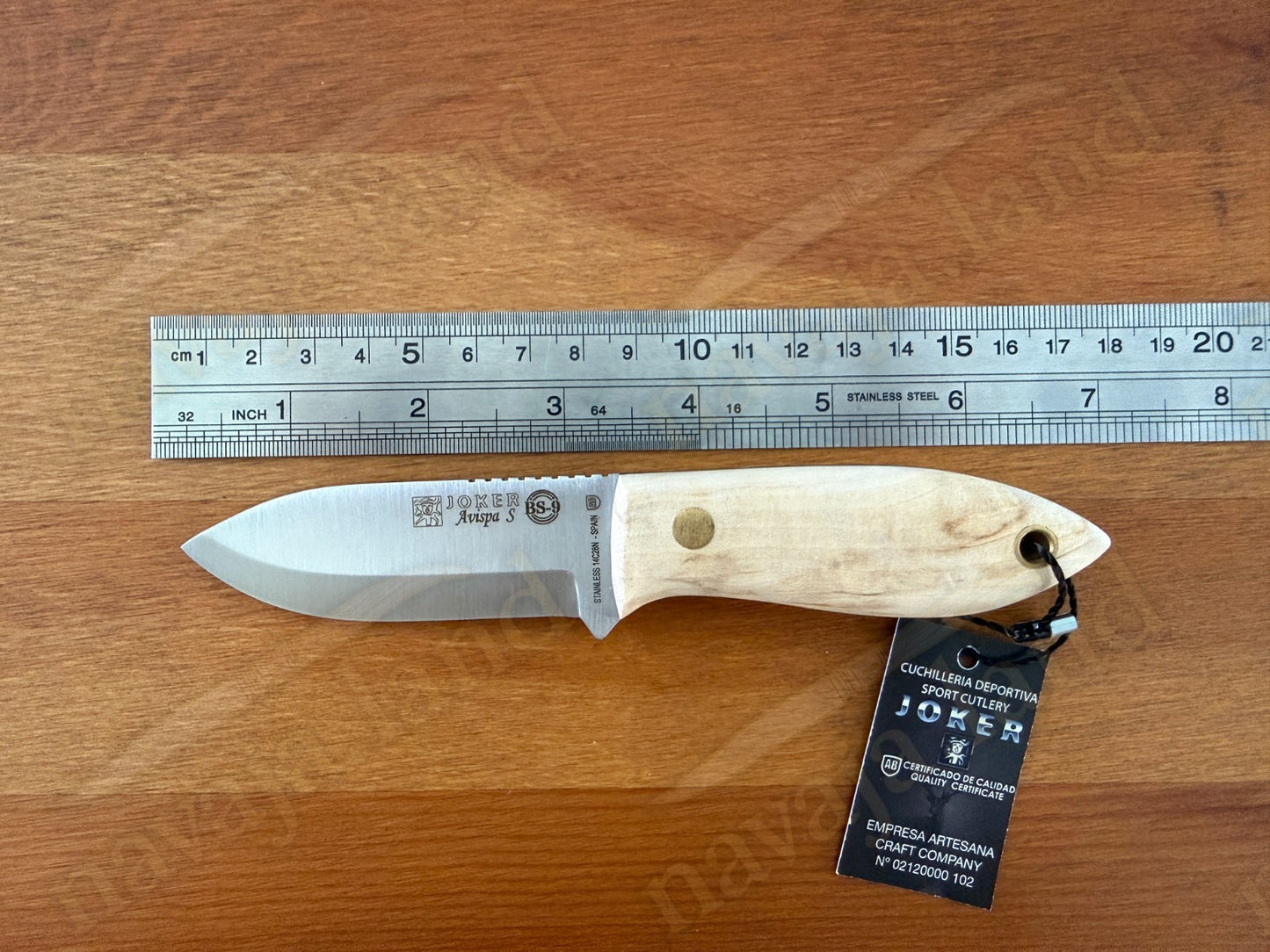 Joker Avispa S Bushcraft Knife – 3.15” Sandvik 14C28N Blade - Curly Birch Handle
